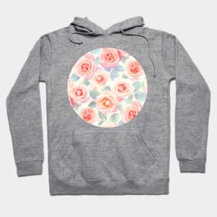 Faded Pink and Peach Painted Roses Hoodie